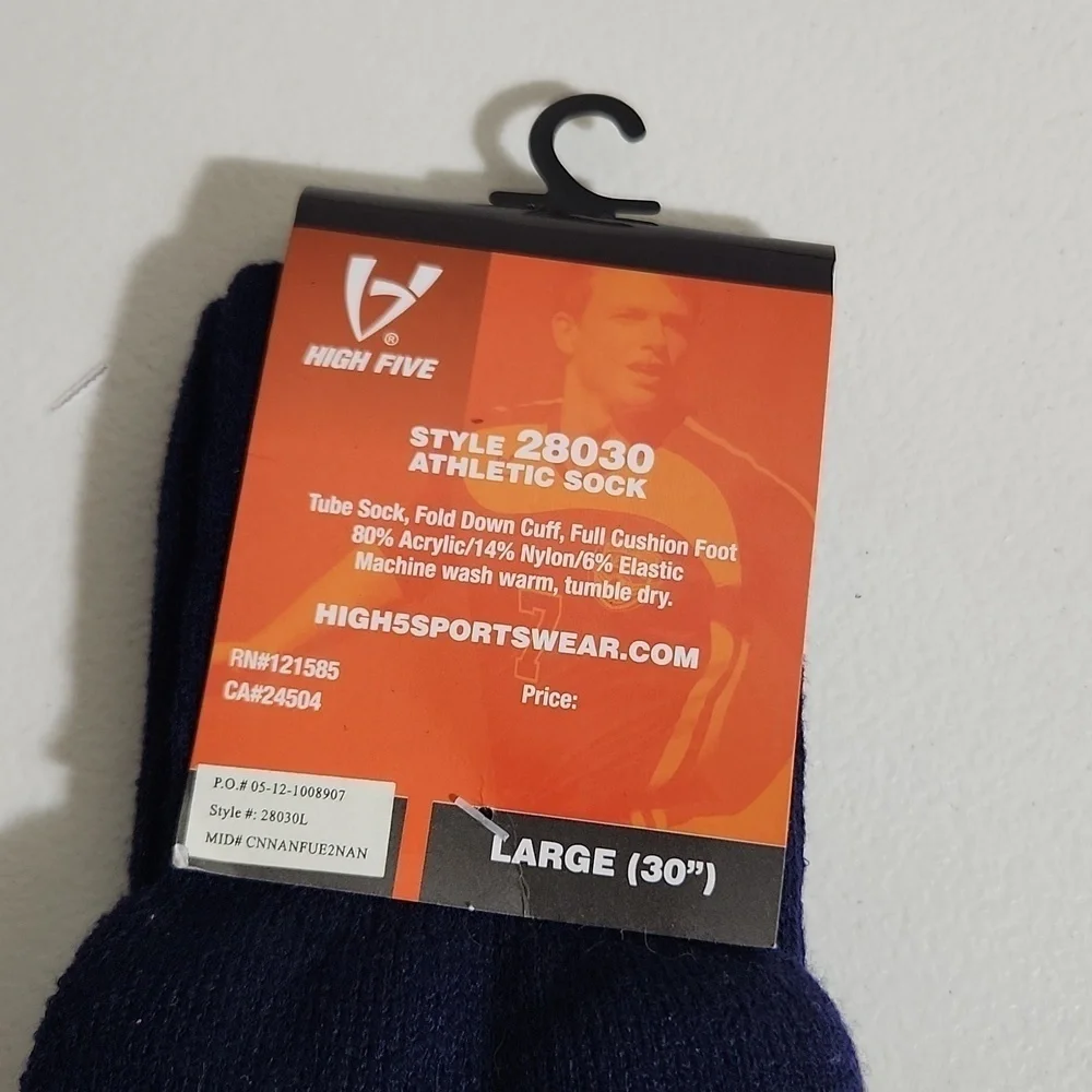 High Five Navy Blue Athletic socks size Large 30